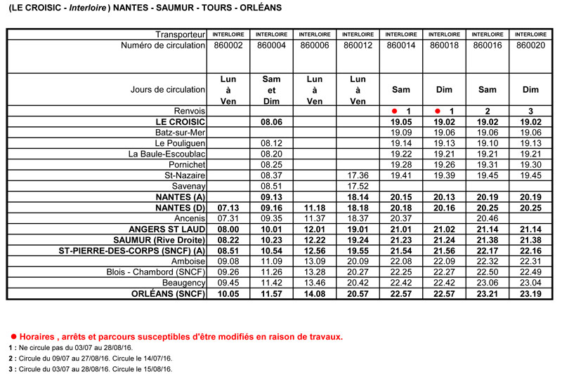 Horaires Croisic Orl  ans